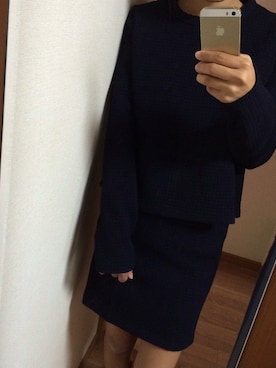 「BED&BREAKFAST（ベットアンドブレックファスト）のBlock Stretch クルーネック（シャツ/ブラウス）」を使った、MIIさん（レディース・155cm）の冬コーディネート