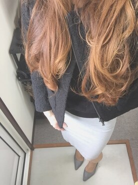 「お仕事スタイル」｜「アイテム（ノーカラージャケット）」を使った、Eriko さん（レディース・163cm）の春コーディネート