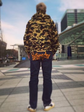 「A BATHING APE（アベイシングエイプ）のアイテム（マウンテンパーカー）」を使った、Edwinさん（メンズ・174cm）の夏コーディネート