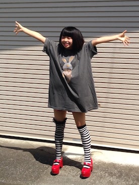 「赤い靴」｜「アイテム（サンダル）」を使った、めるへん童女カンラ©さん（レディース・156cm）の夏コーディネート