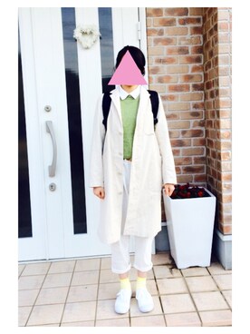「アイテム（ステンカラーコート）」を使った、npiさん（レディース・157cm・10代）の冬コーディネート