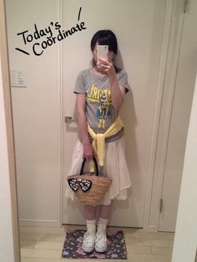「UNIQLO Tシャツ」｜「アイテム（スカート）」を使った、maroさん（レディース・156cm）の夏コーディネート