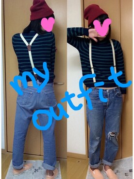 「Ungrid（アングリッド）のアイテム（サスペンダー）」を使った、minyo51さん（レディース・165cm）の秋コーディネート