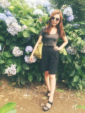 「black pants」｜YuiQさん（レディース・158cm）の夏コーディネート