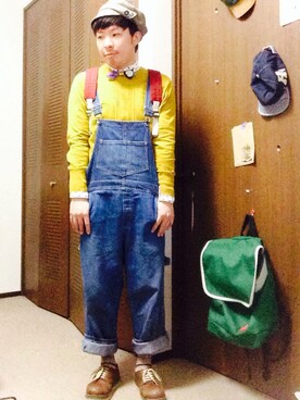 「FRAPBOIS half」｜「アイテム（オールインワン・サロペット）」を使った、たかやんさん（メンズ・165cm）の秋コーディネート