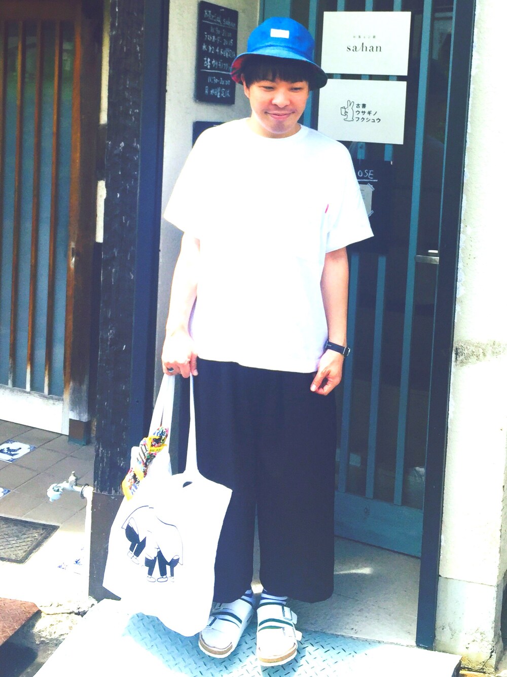 「IamI、IamI BOYGAL、Noritake、鎌倉」｜「I AM I BOYGALの＊HEAVY　POCKET　Ｔシャツ＊（Tシャツ/カットソー、ホワイト系）」を使った、たかやんさん（メンズ・165cm）の夏コーディネートの1枚目の写真