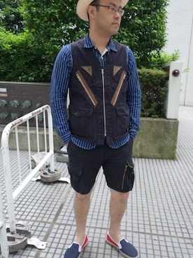 「FREEWHEELERS（フリーホイーラーズ）のアイテム（トップス）」を使った、hankliさん（メンズ・173cm）の夏コーディネート