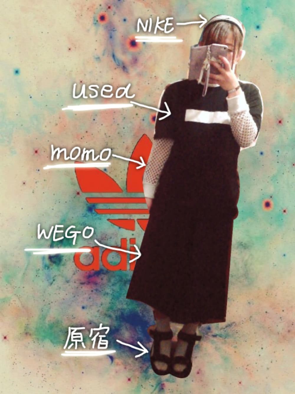「黒、ガウチョパンツ、used、真っ黒コーデ」｜「WEGOのアイテム（ブレスレット、ブラック系）」を使った、▷ななまるさん（レディース・149cm）の春コーディネートの1枚目の写真
