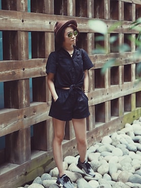 「alexanderwang（アレキサンダーワン）のアイテム（つなぎ/オールインワン）」を使った、June Hui さん（レディース・160cm）の夏コーディネート