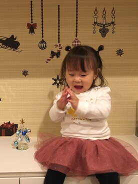 「アイテム（タイツ/ストッキング、ブルー系）」を使った、sararan ♡*. ﾟさん（キッズ・80cm）の秋コーディネート