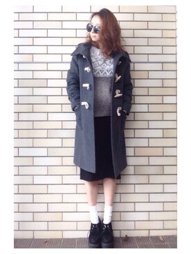 「moussy」｜「アイテム（ダッフルコート）」を使った、shihoさん（レディース・158cm）の冬コーディネート