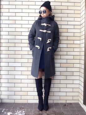 「moussy」｜「アイテム（ダッフルコート）」を使った、shihoさん（レディース・158cm）の冬コーディネート