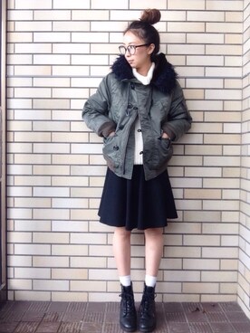 「N2B」｜「アイテム（その他アウター）」を使った、shihoさん（レディース・158cm）の冬コーディネート
