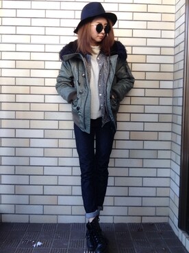 「N2B」｜「アイテム（その他アウター）」を使った、shihoさん（レディース・158cm）の冬コーディネート