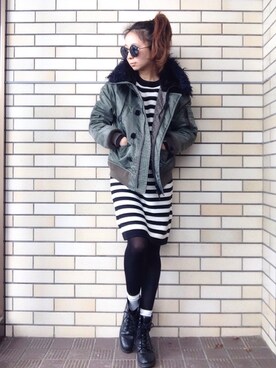 「N2B」｜「アイテム（その他アウター）」を使った、shihoさん（レディース・158cm）の冬コーディネート