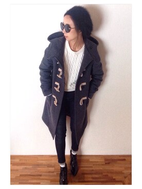 「moussy」｜「アイテム（ダッフルコート）」を使った、shihoさん（レディース・158cm）の冬コーディネート