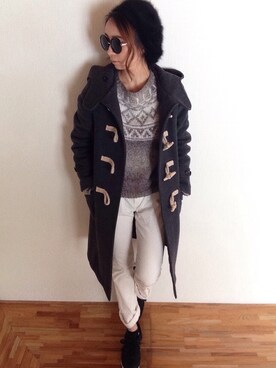 「moussy」｜「アイテム（ダッフルコート）」を使った、shihoさん（レディース・158cm）の冬コーディネート