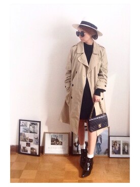 「chanel」｜「アイテム（トレンチコート）」を使った、shihoさん（レディース・158cm）の冬コーディネート