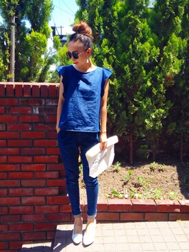 「Regalect（リガレクト）のアイテム（バッグ）」を使った、shihoさん（レディース・158cm）の夏コーディネート