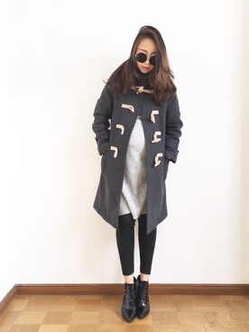「moussy」｜「アイテム（ダッフルコート）」を使った、shihoさん（レディース・158cm）の冬コーディネート