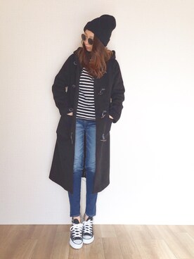 「moussy」｜「アイテム（ダッフルコート）」を使った、shihoさん（レディース・158cm）の冬コーディネート