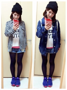 「ショーパン」｜「アイテム（デニムジャケット）」を使った、miyukiさん（レディース・150cm）の秋コーディネート