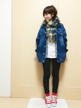「RCWB（アールシーダブリュービー）のアイテム（ジャケット/アウター）」を使った、miyukiさん（レディース・150cm）の冬コーディネート