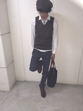 「アイテム（キャスケット）」を使った、しょーいさん（メンズ・168cm）の秋コーディネート