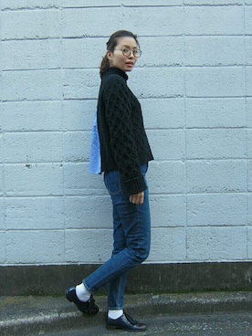 「黒ニット」｜shizuka さん（レディース・163cm）の秋コーディネート