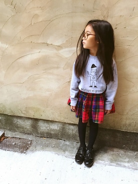 「タータンチェック」｜マチュさん（キッズ・120cm）の秋コーディネート