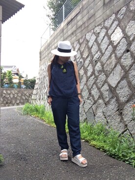 「AZUL by moussy（アズールバイマウジー）のアイテム（つなぎ/オールインワン）」を使った、chanmikeyさん（レディース・155cm）の夏コーディネート