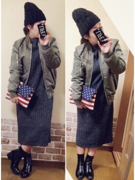 「星条旗」｜「アイテム（ブルゾン）」を使った、chanmikeyさん（レディース・155cm）の秋コーディネート