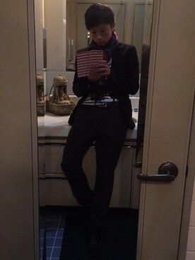 「H&M DIVIDED（エイチアンドエム　ディヴァイデッド）のアイテム（スラックス）」を使った、Masaki Fujisawaさん（メンズ・166cm）の秋コーディネート