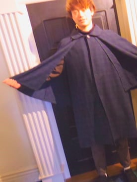 「no brand（ノーブランド）のアイテム（ポンチョ）」を使った、kenzoさん（メンズ・176cm）の春コーディネート
