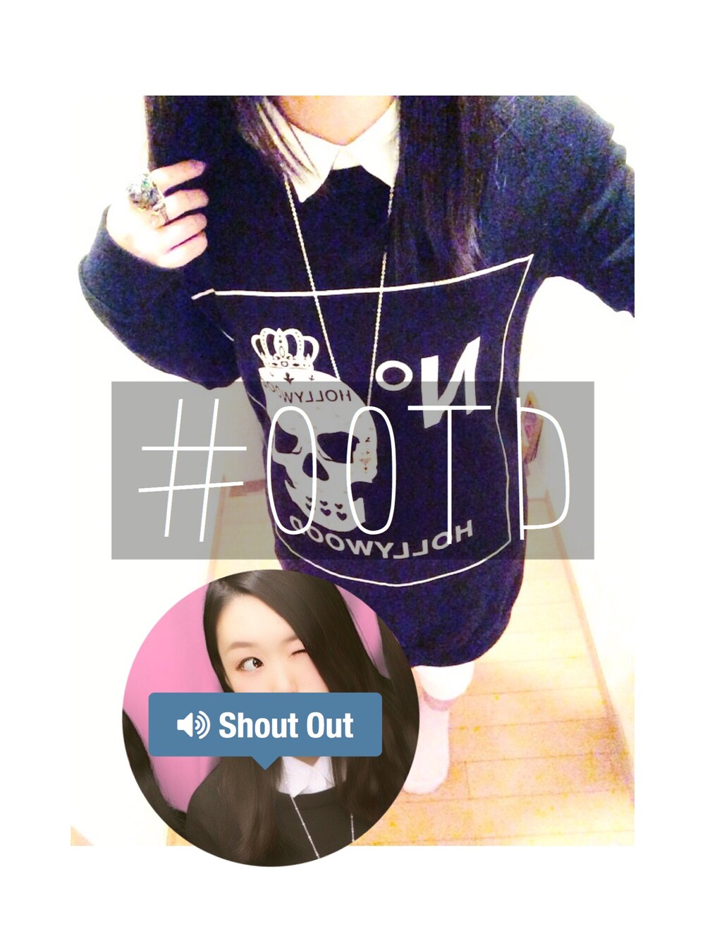 「ootd、白スキニー、スキニー、襟出しスタイル、襟」｜「GUのアイテム（シャツ/ブラウス、ホワイト系）」を使った、\ mäu /さん（レディース・158cm）の春コーディネートの1枚目の写真