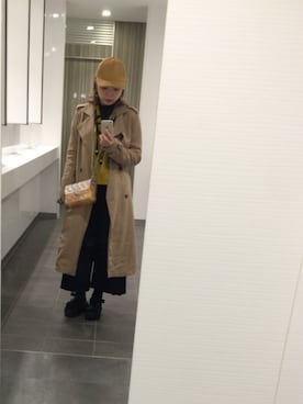 「stradivarius（ストラディバリウス）のアイテム（トレンチコート）」を使った、SHURIBOさん（レディース・161cm）の冬コーディネート