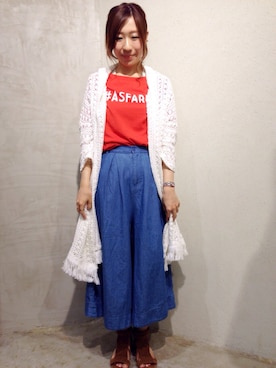 「AS KNOW AS PINKY（アズノゥアズピンキー）のアイテム」を使った、オカダさん（レディース・155cm）の春コーディネート