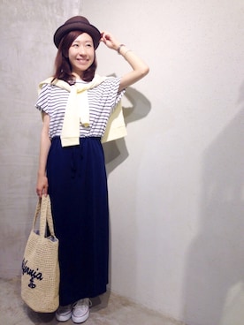 「AS KNOW AS PINKY（アズノゥアズピンキー）のアイテム」を使った、オカダさん（レディース・155cm）の春コーディネート