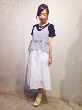 「AS KNOW AS PINKY（アズノゥアズピンキー）のアイテム」を使った、オカダさん（レディース・155cm）の夏コーディネート