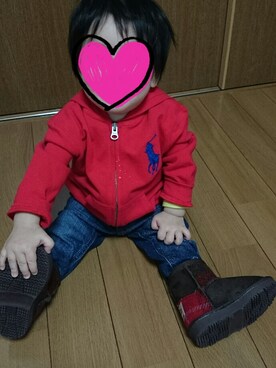 「POLO RALPH LAUREN（ポロ ラルフ ローレン）のパーカー（パーカー、レッド系）」を使った、ろーずさん（レディース・163cm）の冬コーディネート