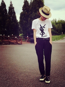「Yves Saint Laurent（イヴサンローラン）のアイテム（トップス）」を使った、NANAさん（レディース・161cm）の夏コーディネート