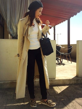 「SEA（シー）のネイビーカゴバッグM（かごバッグ）」を使った、NANAさん（レディース・161cm）の冬コーディネート