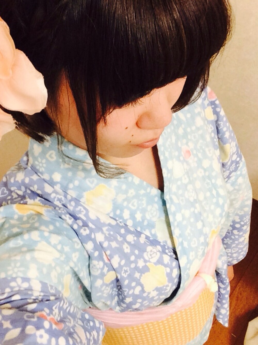 「TSUMORI CHISATOの浴衣（浴衣、ブルー系）」を使った、きむらっくまさん（レディース・161cm）の夏コーディネートの1枚目の写真