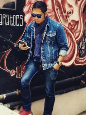 「TOPMAN（トップマン）のアイテム（ダウンジャケット/コート）」を使った、Christopher Daguimolさん（メンズ・168cm）の春コーディネート
