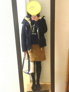 「ベロアスカート」｜「アイテム（マウンテンパーカー）」を使った、くこ☺︎さん（レディース・156cm）の冬コーディネート