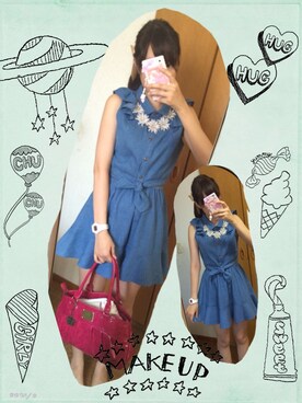 「涼しげ」｜「アイテム（ワンピース/ドレス）」を使った、みぃなさん（レディース・163cm）の夏コーディネート