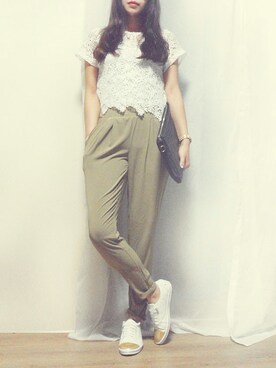 「アイテム（クラッチバッグ、ブラック系）」を使った、jungさん（レディース）の夏コーディネート