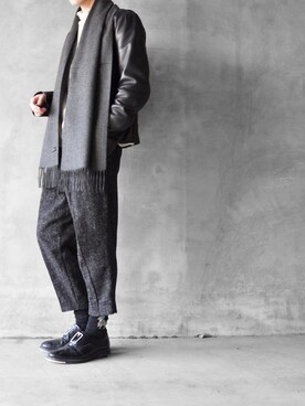 「mode」｜「アイテム（ライダースジャケット）」を使った、ryoさん（メンズ・170cm）の冬コーディネート