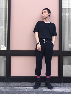 「Onitsuka Tiger × ANDREA POMPILIO（オニツカタイガーアンドレアポンピリオ）のアイテム（レッグウェア）」を使った、ryoさん（メンズ・170cm）の夏コーディネート
