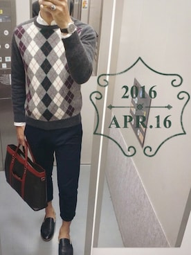 「TRION（トライオン）のアイテム」を使った、AMUさん（メンズ・174cm）の春コーディネート